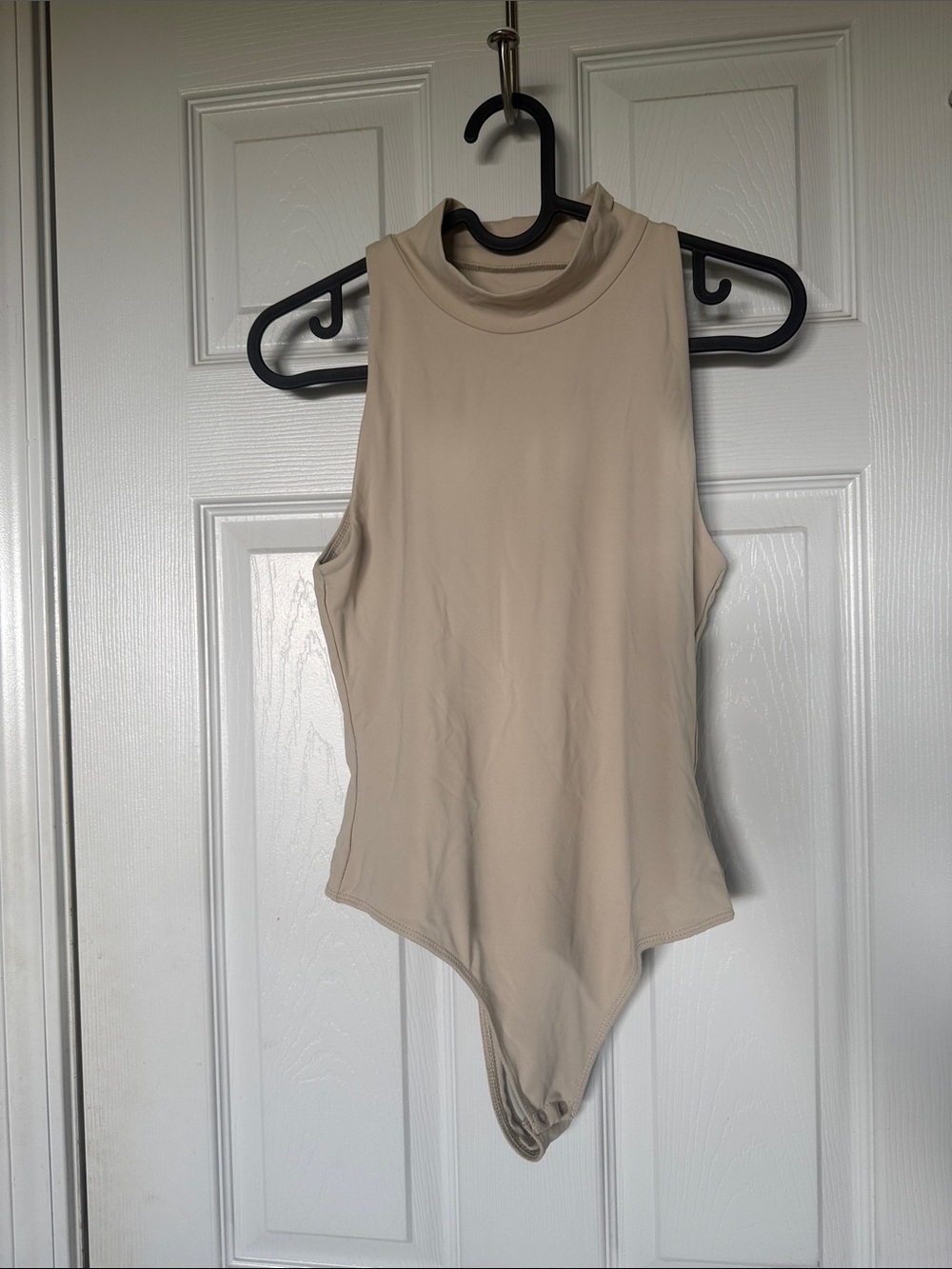House of Harlow 1960 Sleeveless Mock Neck Bodysuit in Beige